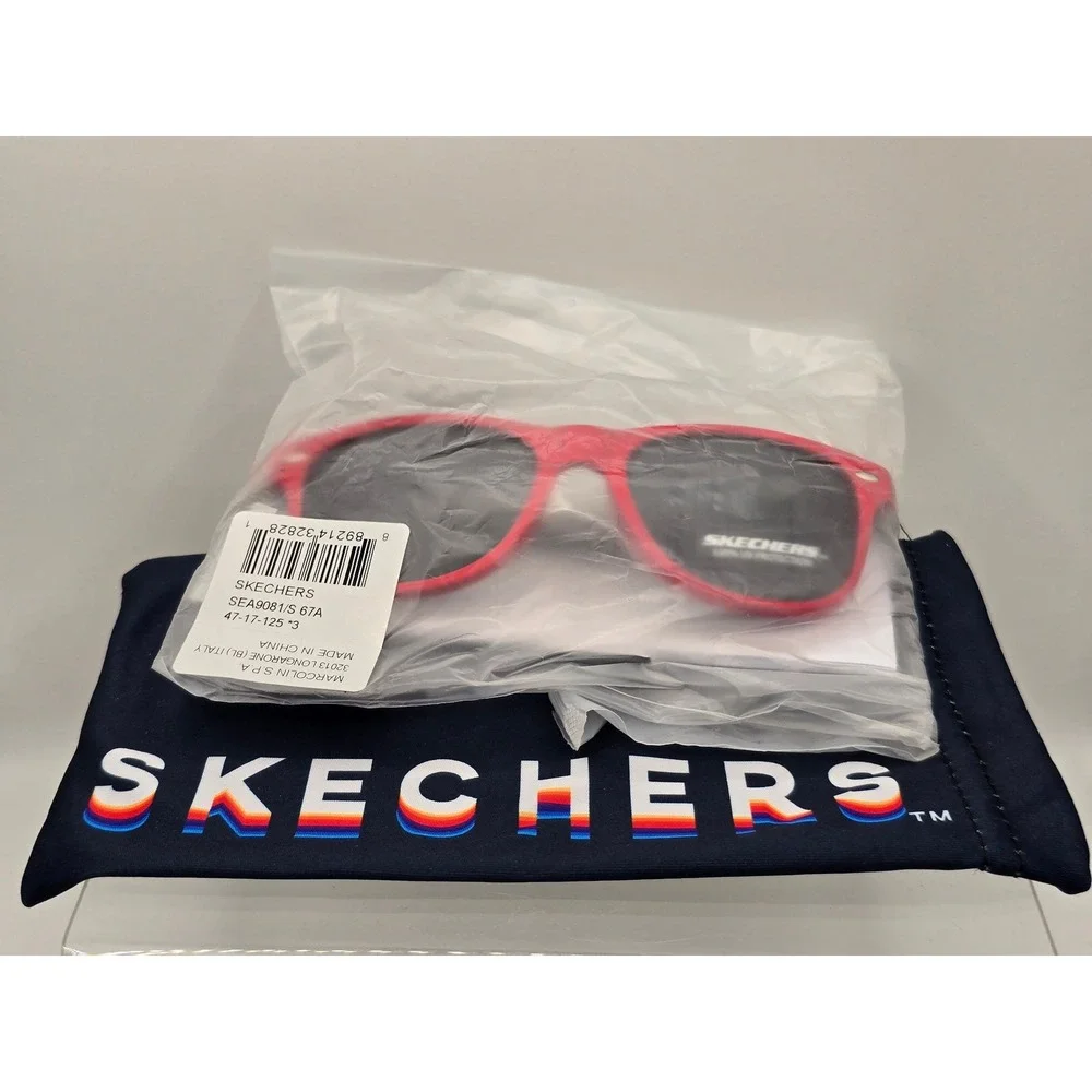 Skechers Sunglasses Kids Red Black SEA9081 UV Protection Wayfarer - New